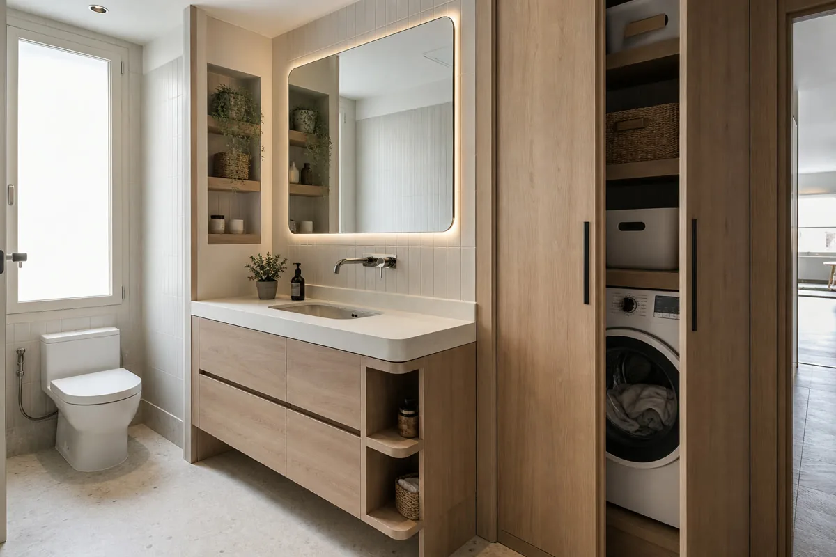 Detalle orientativo de materiales para muebles de baño a medida